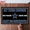 Texas Rangers In This House We Praise Jesus Doormat