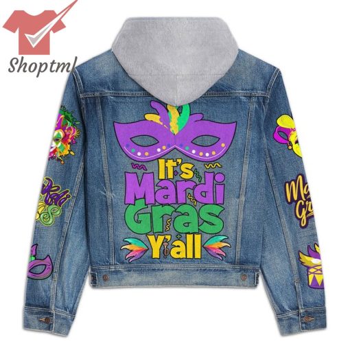 Is Mardi Gras Y’all Hooded Denim Jacket