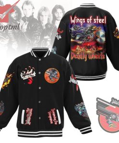 Judas Priest wings of steel deadly wheels baseball jacket