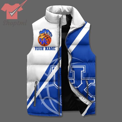 Kentucky Wildcats Mascot Go Big Blue Custom Name Puffer Sleeveless Jacket