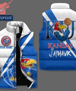 KU Kansas Jayhawks Custom Name Puffer Sleeveless Jacket