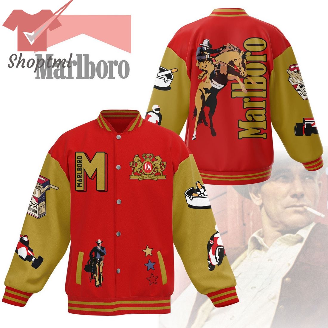 Marlboro logo baseball jacket