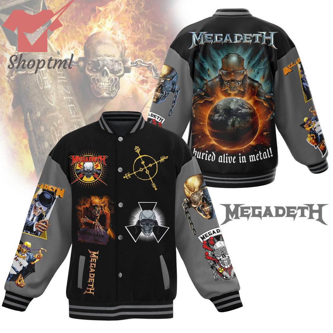 Megadeth buried alive in metal baseball jacket