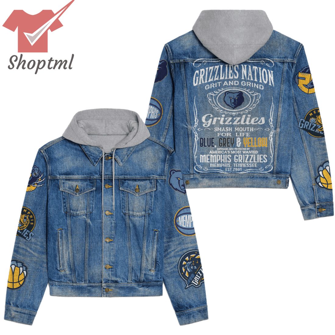 Memphis Grizzlies Nation Grit And Grind Hooded Denim Jacket