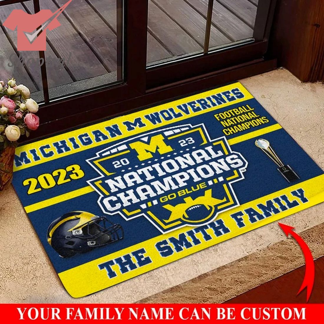 Michigan Wolverines 2023 National Champions Go Blue Custom Name Doormat