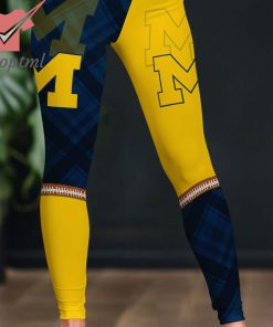 NCAA Michigan Wolverines Plaid Pattern 3D Women Sport Legging