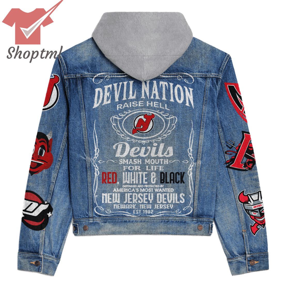 New Jersey Devils Nation Raise Hell Hooded Denim Jacket