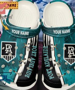 Port Adelaide Football Club Custom Name Crocs Clog Shoes