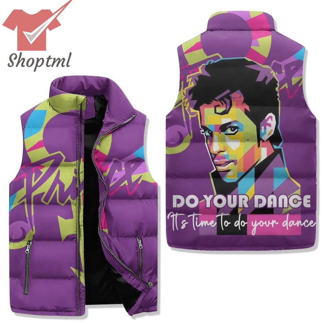Prince Do Your Dance Purple Puffer Sleeveless Jacket