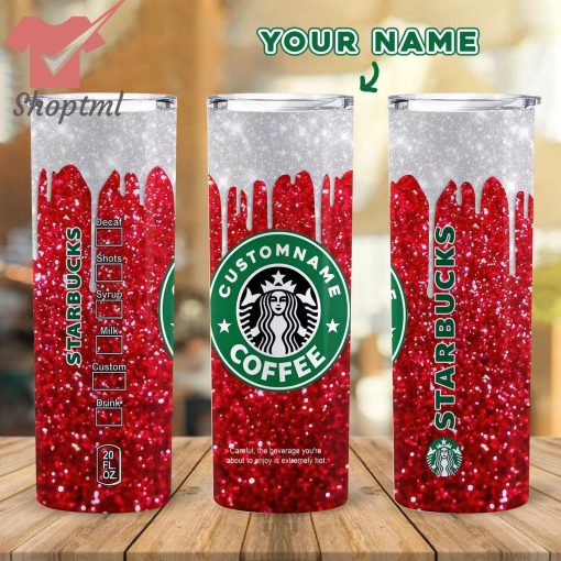 Starbucks Coffee Ruby Bling Bling Red Custom Name Steel Tumbler