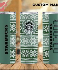Starbucks Coffee Snowflakes Woolen Custom Name Steel Tumbler