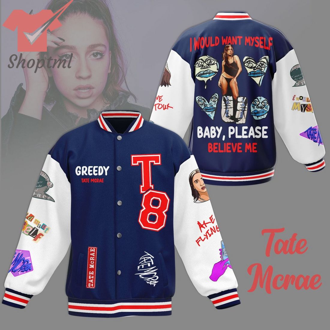 Tate McRae greedy lyrics baseball jacket