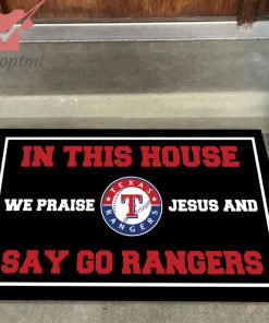 texas rangers in this house we praise jesus doormat 2 53Xc0