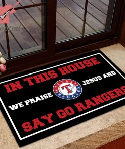 texas rangers in this house we praise jesus doormat 4 85llI