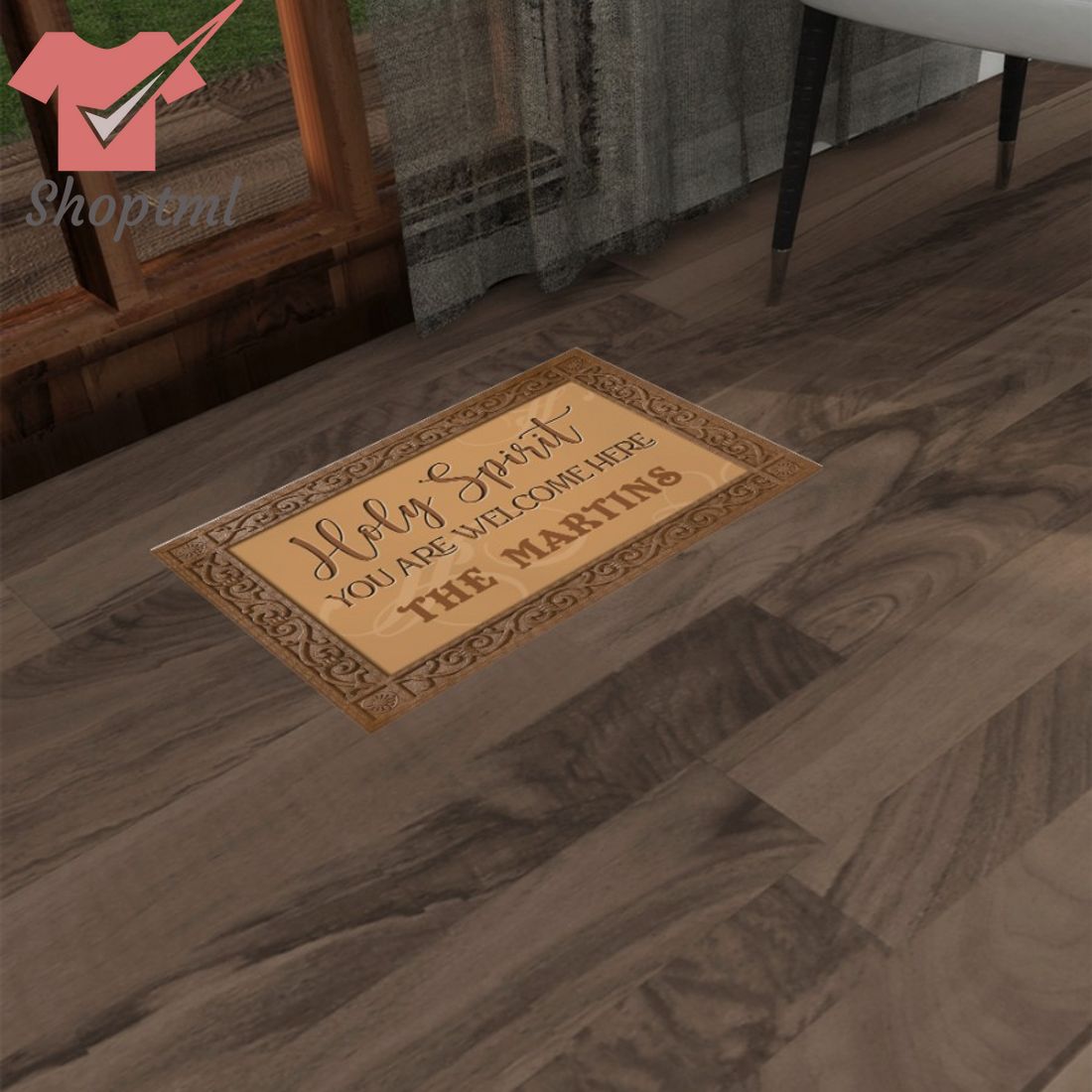The Martins Holy Spirit You Are Welcome Here Wood Grain Doormat