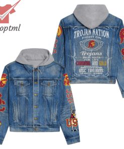 USC Trojans Nation Fight On For Life Cardinal And Gold Hooded Denim Jacket