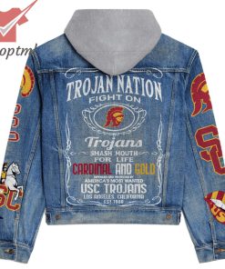 USC Trojans Nation Fight On For Life Cardinal And Gold Hooded Denim Jacket