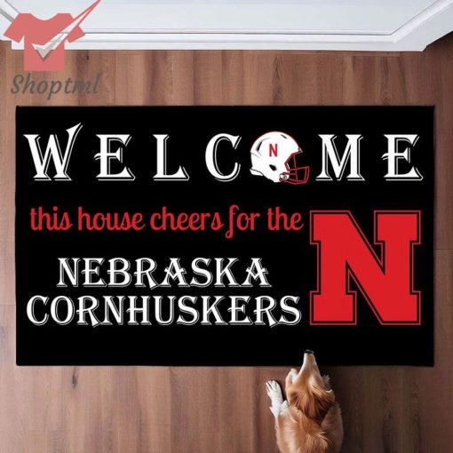 Welcome This House Cheers For The Nebraska Cornhuskers Doormat