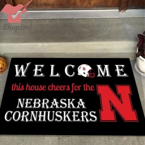 Welcome This House Cheers For The Nebraska Cornhuskers Doormat