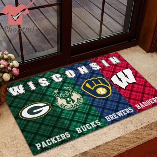 Wisconsin Badgers Green Bay Packers Milwaukee Brewers Milwaukee Bucks Logo Doormat