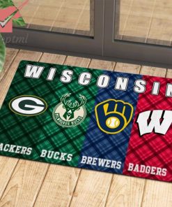 Wisconsin Badgers Green Bay Packers Milwaukee Brewers Milwaukee Bucks Logo Doormat