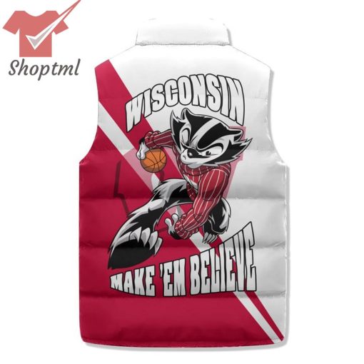 Wisconsin Badgers Make ’em Believe Custom Name Puffer Sleeveless Jacket