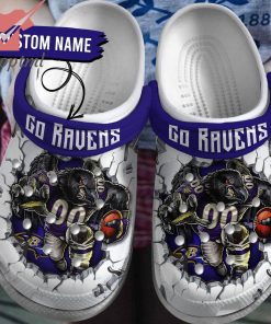 Baltimore Ravens Go Ravens Custom Name Crocs Clogs Shoes