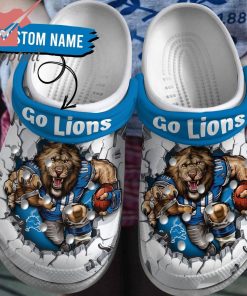 Detroit Lions Go Lions Custom Name Crocs Clogs Shoes