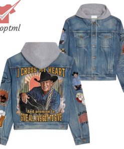 George Strait I Cross My Heart Give All I’ve Got To Give Hooded Denim Jacket