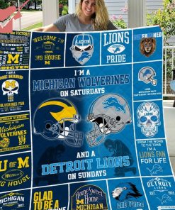 I’m a Michigan Wolverines on saturdays and a Destroit Lions on sunday blanket