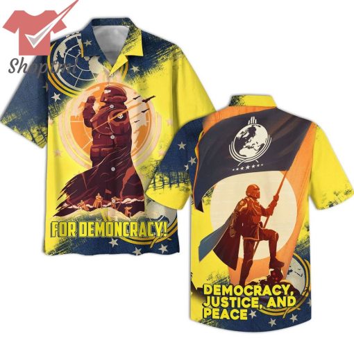 Helldivers for demoncracy justice and peace hawaiian shirt